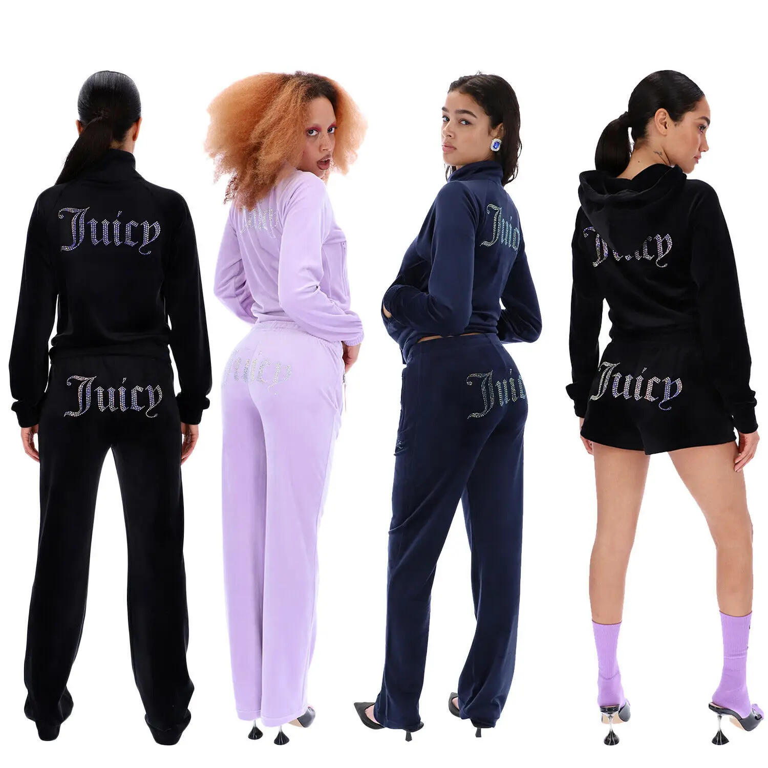 Juicy Coutoure Tracksuit for Women Clothing The Giving Movement Clothes Hot Selling Casual Gold Velvet Suit Women's Sportswear