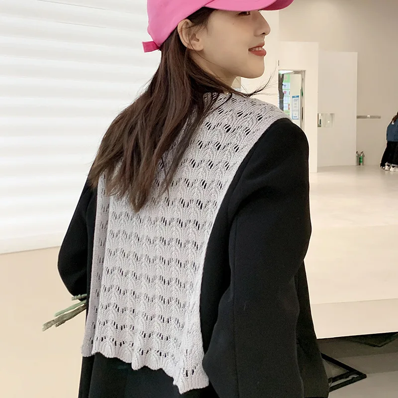 

Solid Color Hollow Out Fake Collars for Women's Korean Outside Spring Knitted Hollow False Collar Ladies Shoulder Wrap