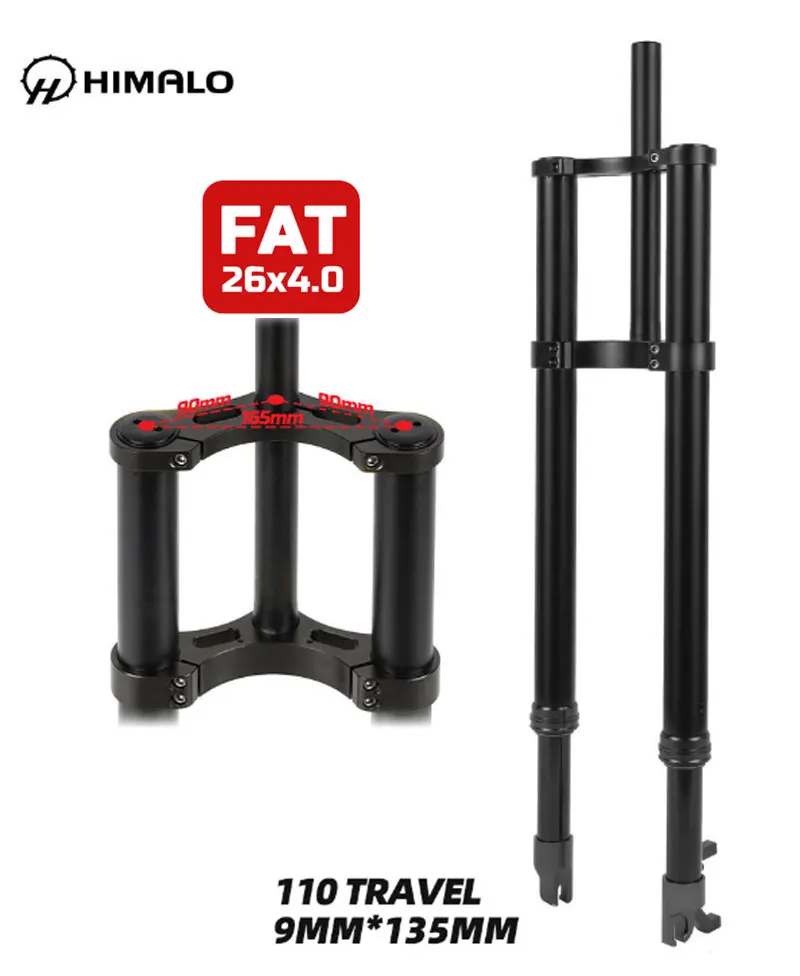 Down Hill Fork E-Bike  Mountain Snow Bike DH Spring Oil Suspension 26*4.0 Tire 135mm* 9mm Quick Release QR Dual Brake