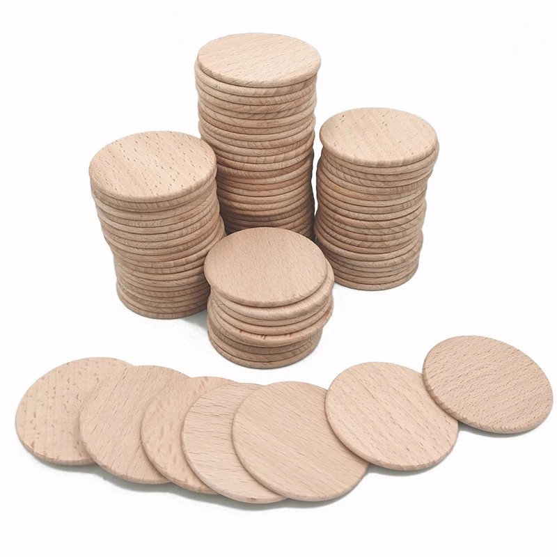 

20pcs Diameter 3.8cm Thickness 3.5mm Wood Circles Natural Round Wooden Coins Slices for DIY Arts & Crafts Projects