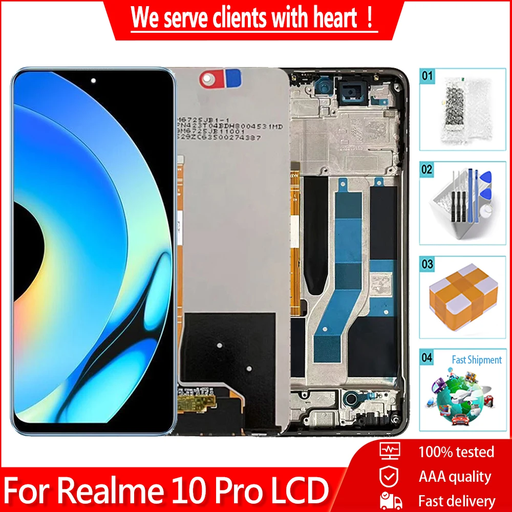 ЖК-экран 6 72 дюйма для Realme 10 Pro сменный дигитайзер в сборе 10Pro RMX3663 RMX3660 RMX3661