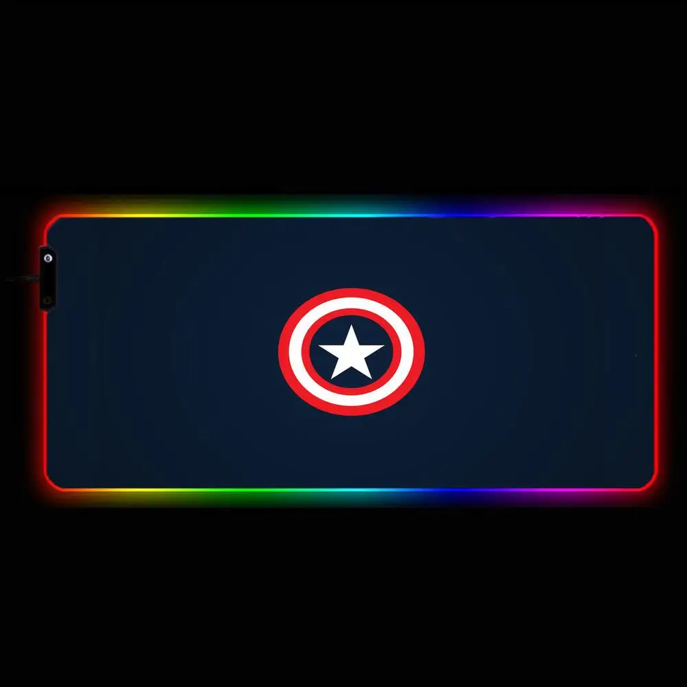 

Большой игровой коврик для мыши Captain America, светодиодный компьютерный геймерский коврик для мыши для ноутбука, Нескользящий Резиновый Настол...