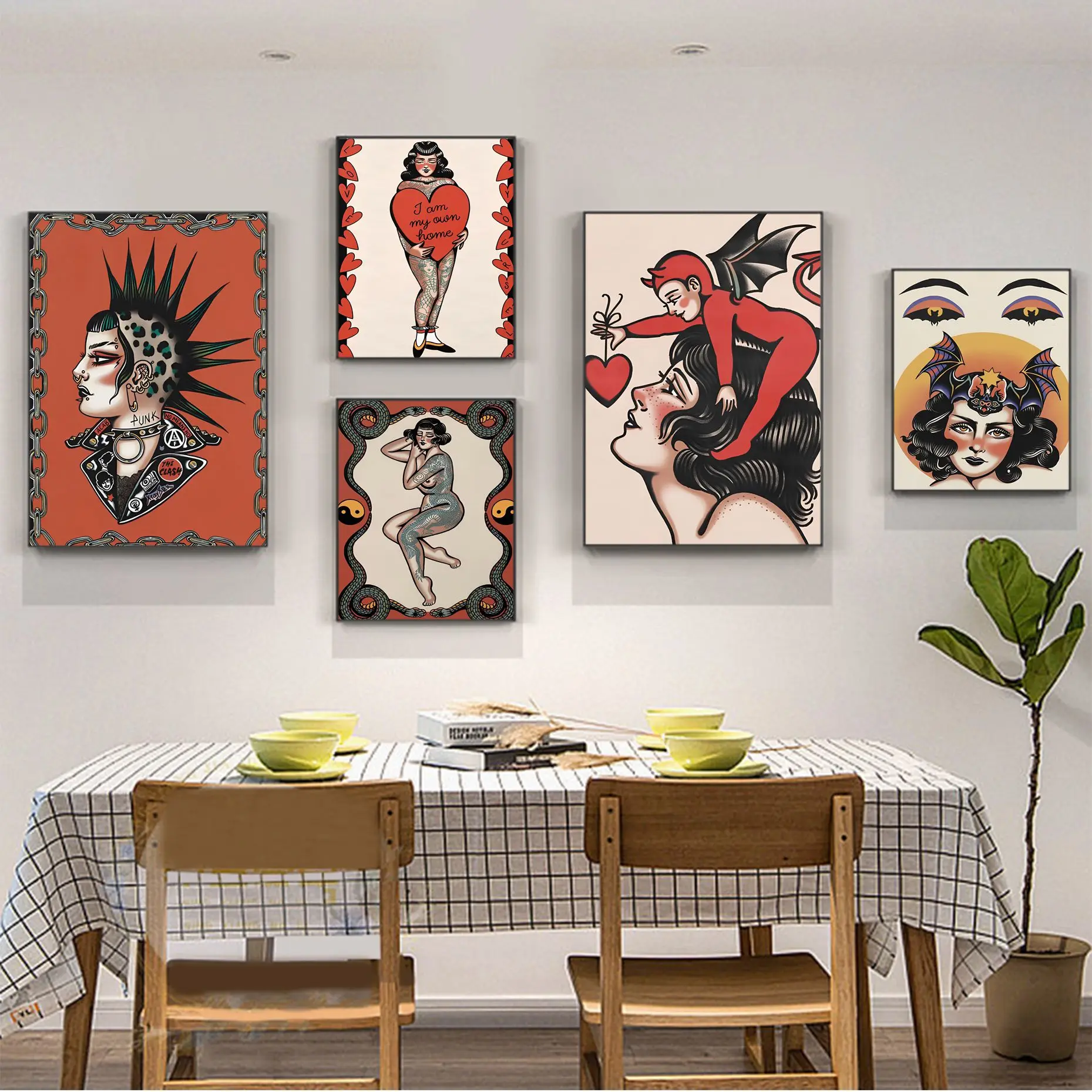 

Witch Love Is Blind Dive Free Live Free Punk Girl Vintage Posters Whitepaper Sticker DIY Room Bar Cafe Stickers Wall Painting