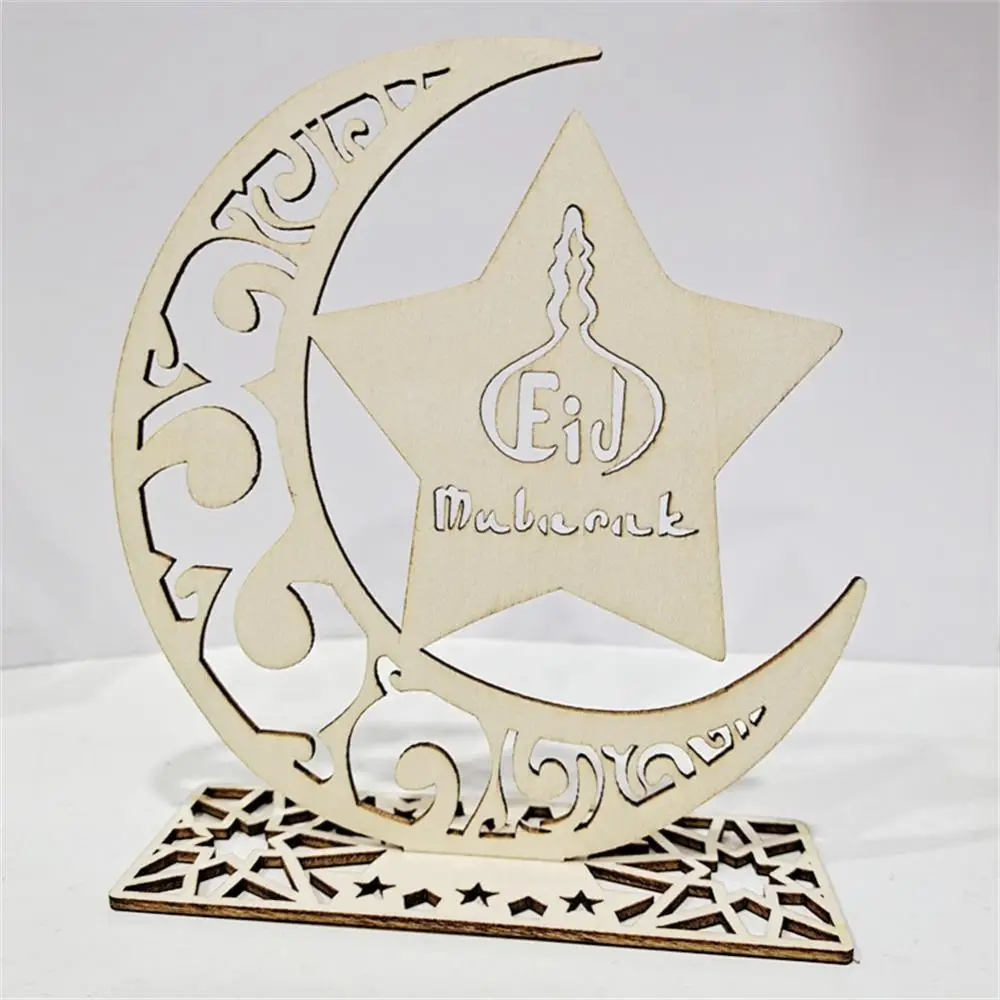 

Moon Sheep Star Castle Eid Decorations New Home Decor Hollow Pattern Carving Wooden Moon Star Crafts Ornament Festival Supplies