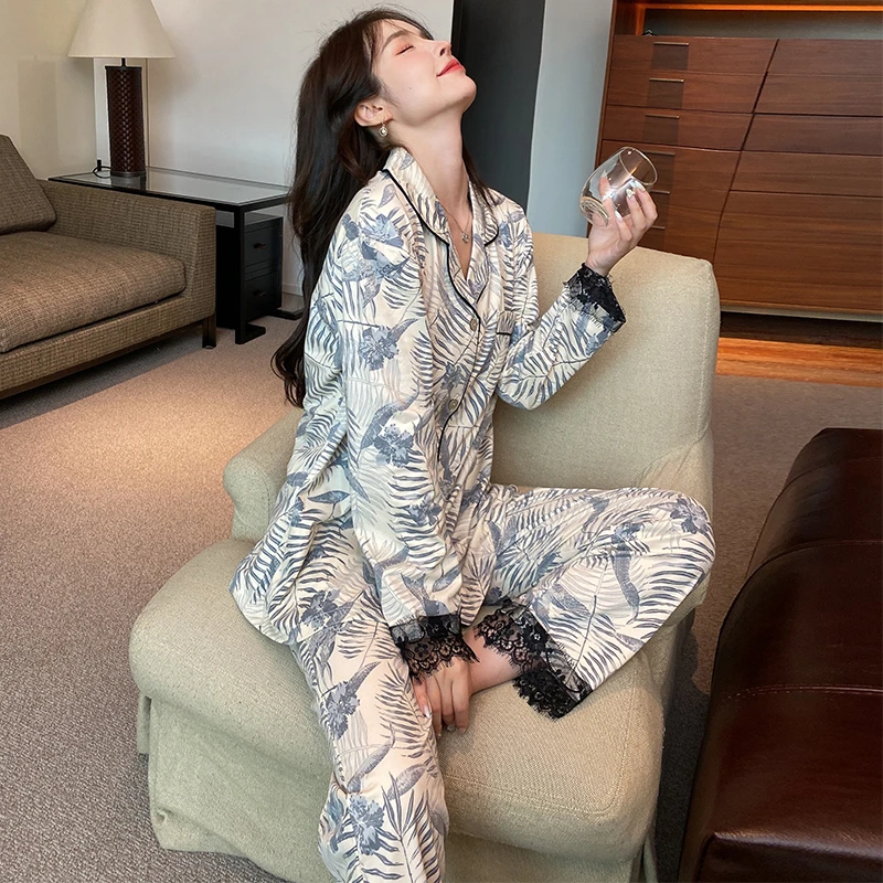 Womens Pure Cotton Pajamas Pyjamas Set Sleepwear Pijama Pajamas Suit Female Sleep Two Piece Set Women's Loungewear Home Suit