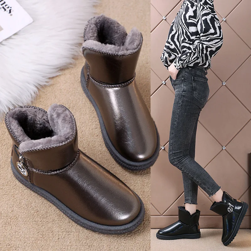 

Snow Boots Women's New Fashion Short Winter Leather Thickened Boots uggs women boots platform shoes winter snow boots women