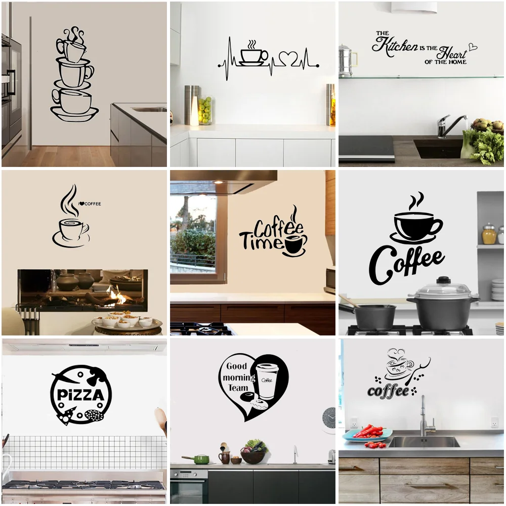 

Kitchen Wall Sticker For Restaurant Decor Pizza Coffee Home Decoration Vinyl Waterproof Wall Art Murals Stickers