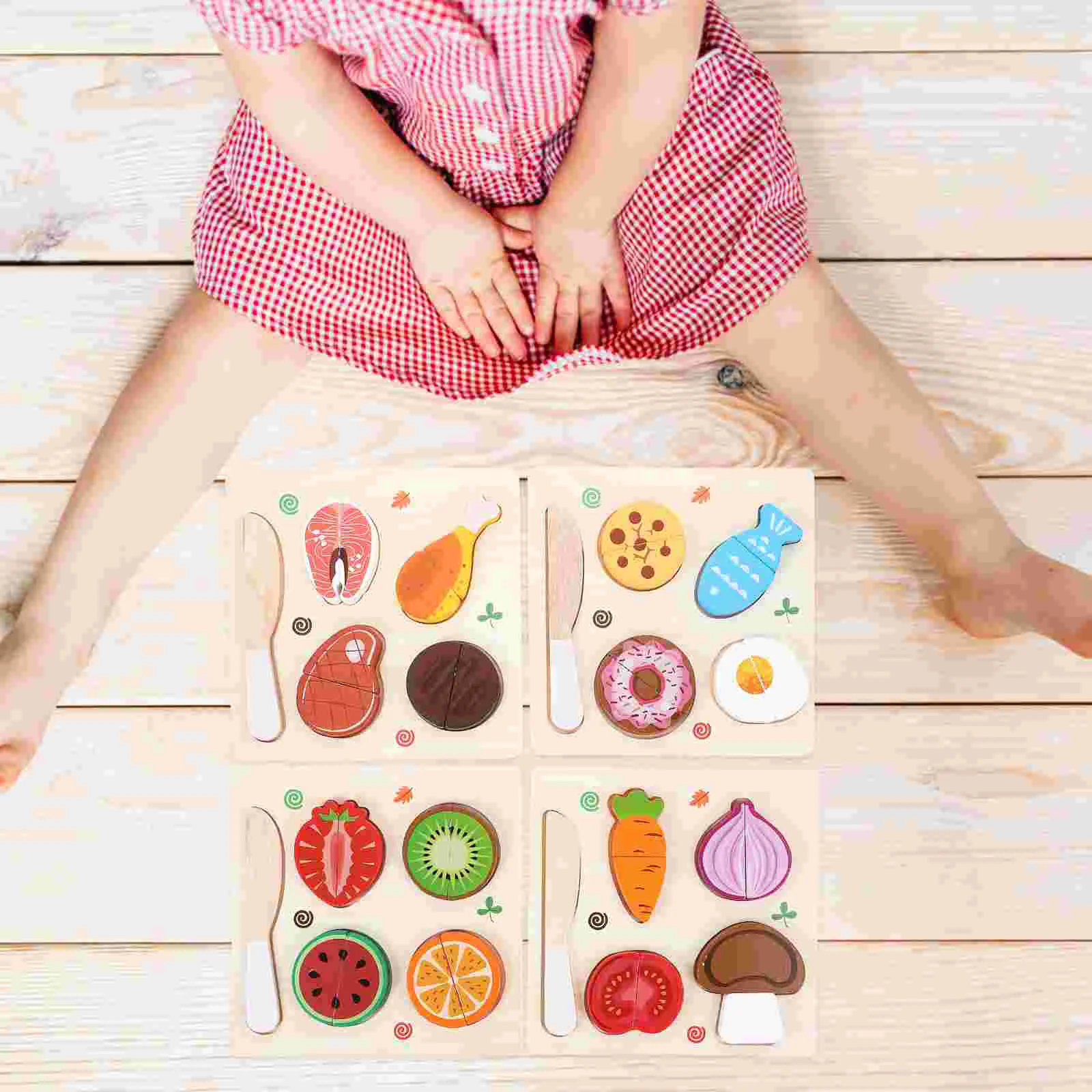 

4 Set of Fruit Cutting Toy for Kids Simulated Vegetables Fruits Cutting Toy Cartoon Fruits Cutting Toy