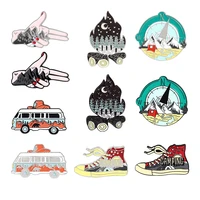 tour bus compass brooch hiking shoes match pin outdoor hiking series anti glare buckle lapel pins
