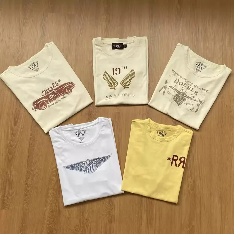 Классическая американская Ретро футболка RRL с коротким рукавом двойной rl