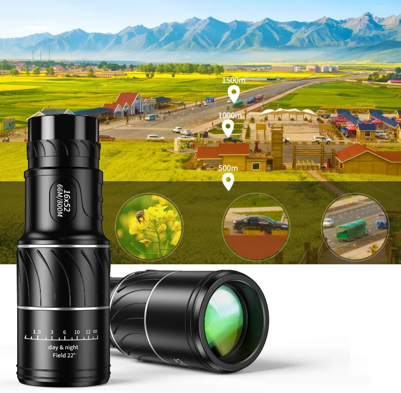 Мощный монокулярный телескоп 16x52 дальнего радиуса HD точечная труба с супер зумом