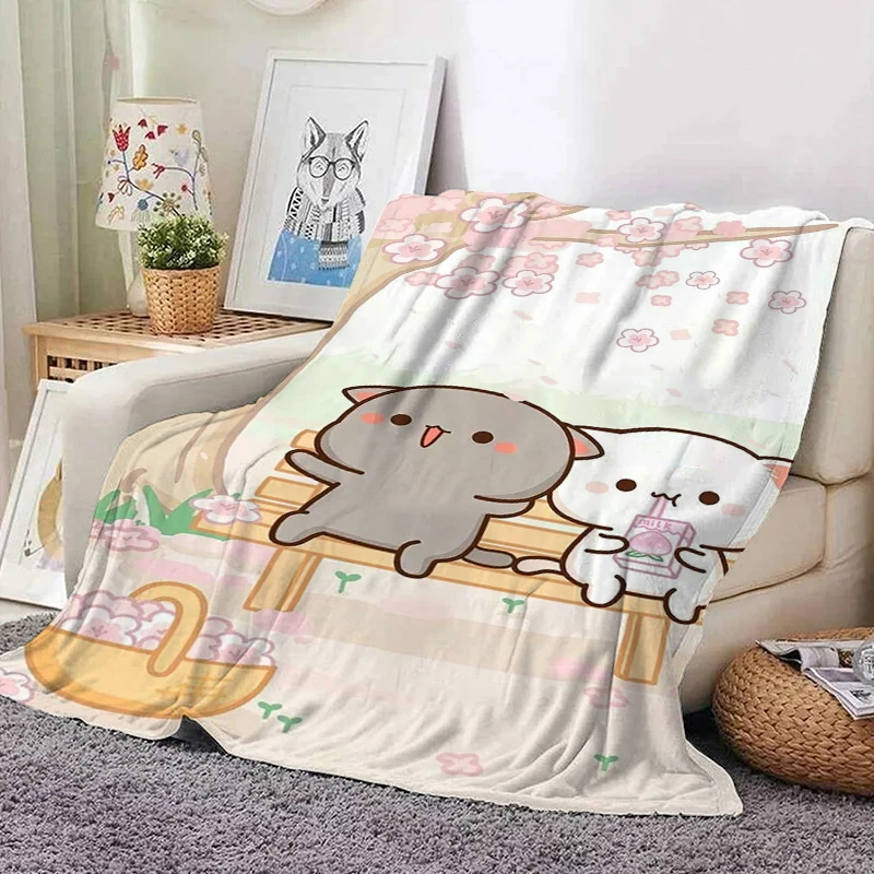 

Anime Blanket For Decorative Sofa Peach Mochi Cat Bedroom Decoration Bedspread On The Bed Fluffy Soft Blankets Throw Fleece Boho