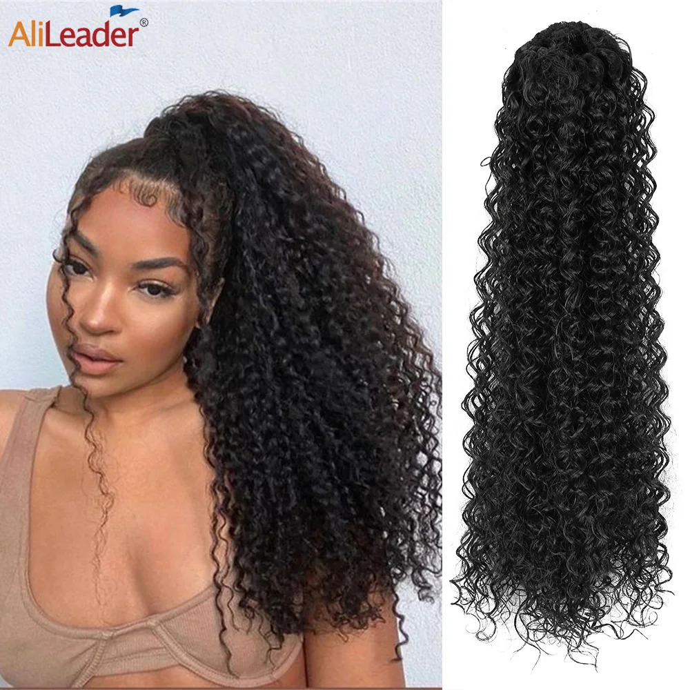 

High Puff Kinky Curly Ponytail Long Clip-In Hairpiece Synthetic Fake Hair Extensions For Women Natural Look Pony Tail