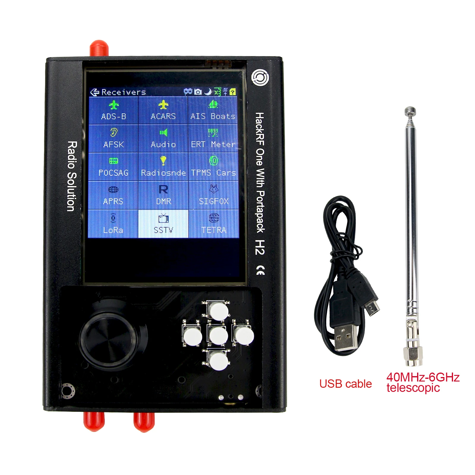 

1MHz-6GHz Assembled PortaPack H2 + HackRF One + Antenna + Data Cable Kit SDR Software Defined Radio