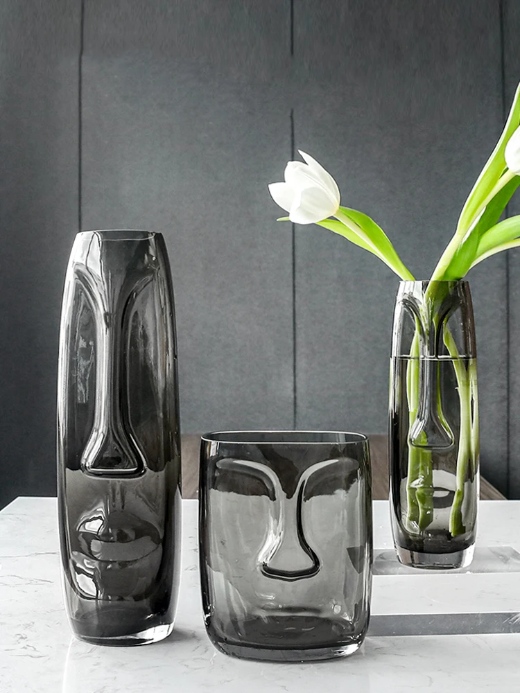 

Abstract Art Character Face Glass Vase Nordic Decorative Home Ornaments Living Room Desktop Flower Vases Glass Decor