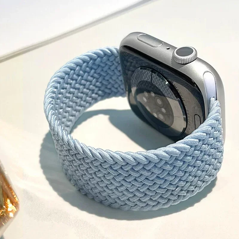 Strap For Apple Watch band 44mm 40mm 45mm 49mm 41mm 38mm 42mm Elastic braided solo loop bracelet iwatch series 8 7 se 3 6 ultra