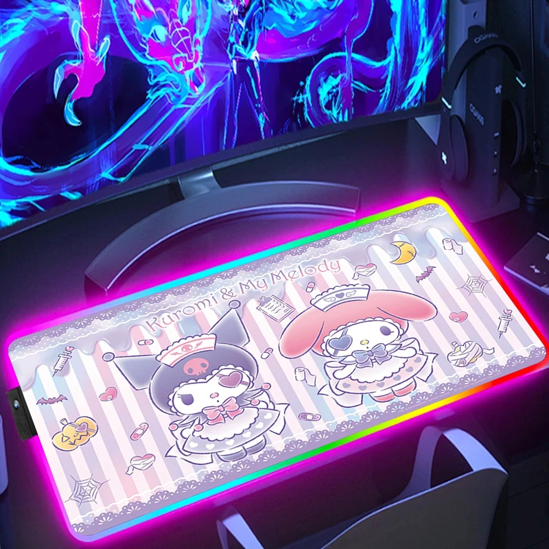 

Mousepad Rgb Kuromies Pc Accessories Backlight Desk Mat Gamer Keyboard Kawai Xxl Large Anime Extended Cute Mice Desk Mouse Pad