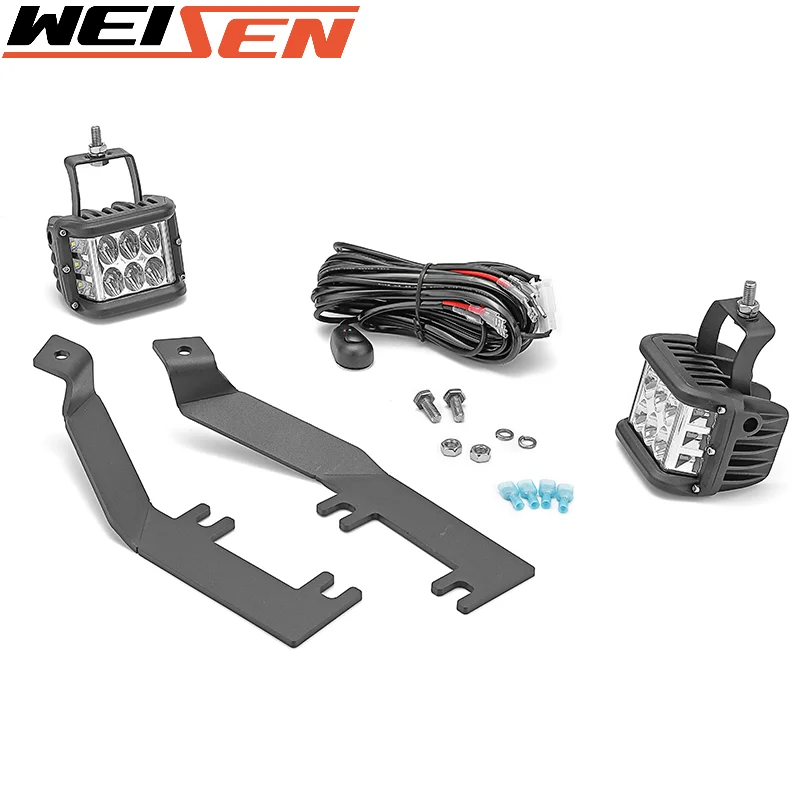 Car Light Accessories For 2008-2010 Ford F350 F250 Over Hood Ditch 60W LED Fog Light Brackets Wire Kit Flood Beam 120 Degree