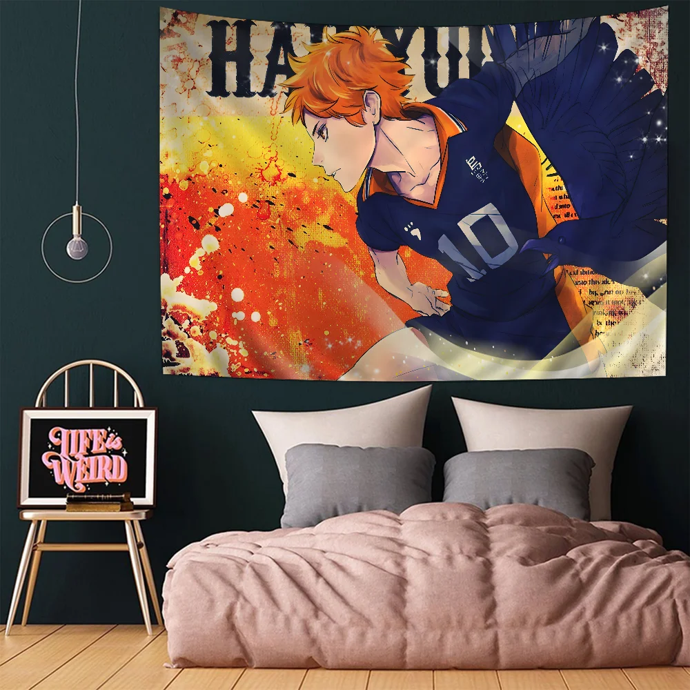 Haikyuu Богемный Гобелен Хиппи Настенный Полиэстер Хлопок Мультяшный Принт
