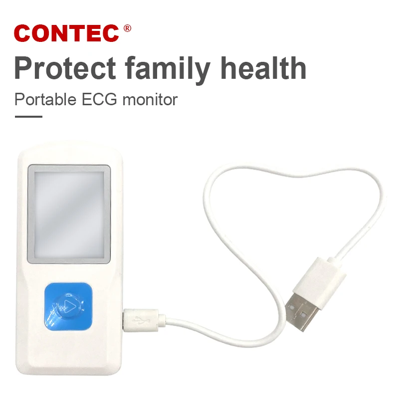 Оригинальный портативный экг CONTEC ЭКГ монитор сердечного ритма ЖК-дисплей USB Bluetooth