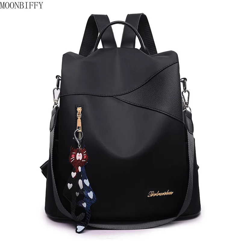 

Simple Style Ladies Backpack Anti-theft Oxford Cloth Tarpaulin Stitching Sequins Juvenile College Bag Purse