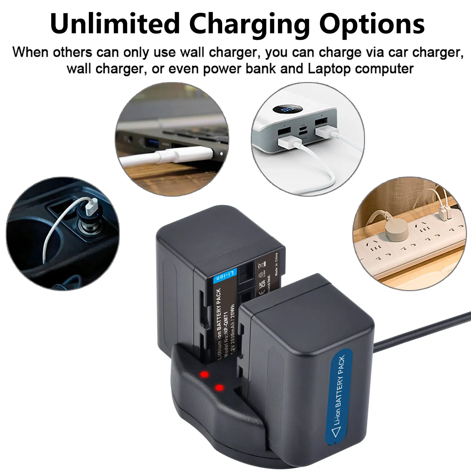 Фото 2800mAh NP-QM71 Аккумулятор для Sony DCR-DVD100 DVD300 CCD-TRV108 118, зарядное устройство для телефона №5