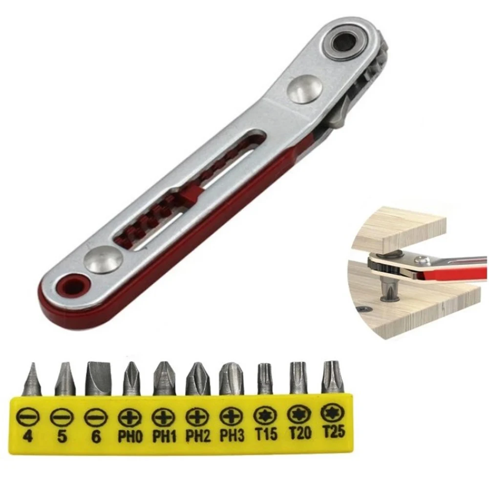 

Elbow Head Ratchet Wrench 16 Teeth With Screwdriver Bit For 1/4 Hex Shank Screwdriver Bits 1/4 Square Drive Sockets Hand Tools