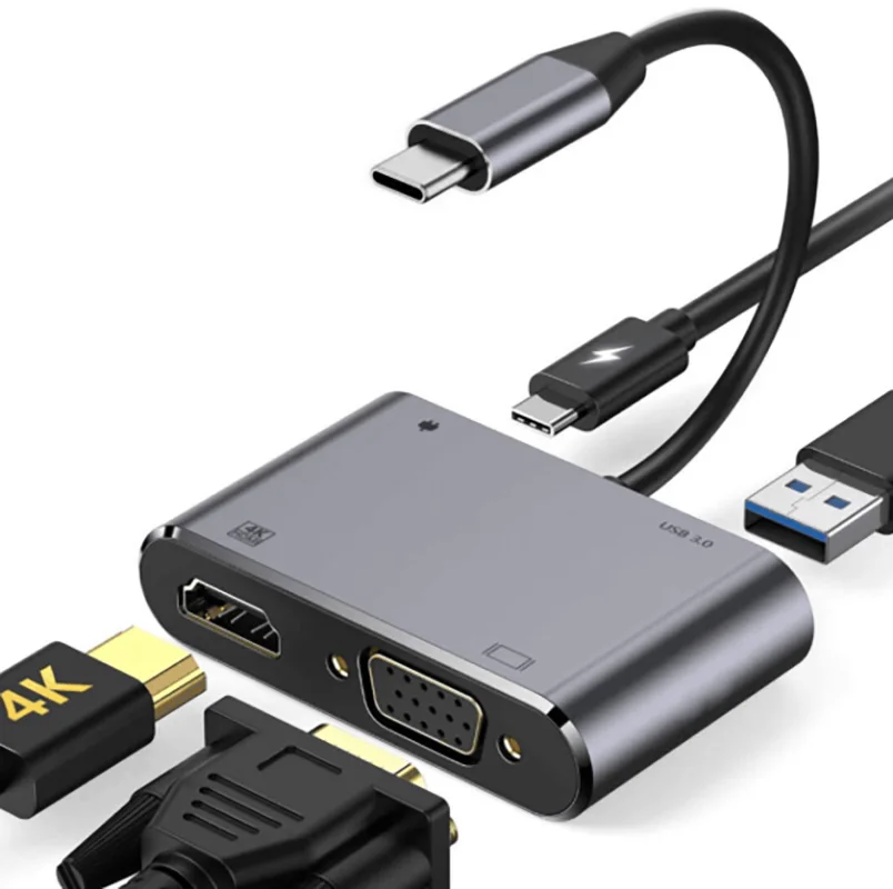 

Док-станция 4 в 1, USB 3,0-C, HDMI, VGA, PD, 100 Вт