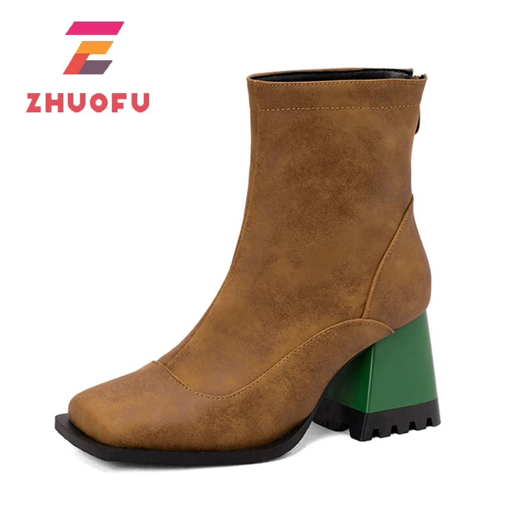 

Женские ботильоны на массивном каблуке, с круглым носком, размеры 34-48