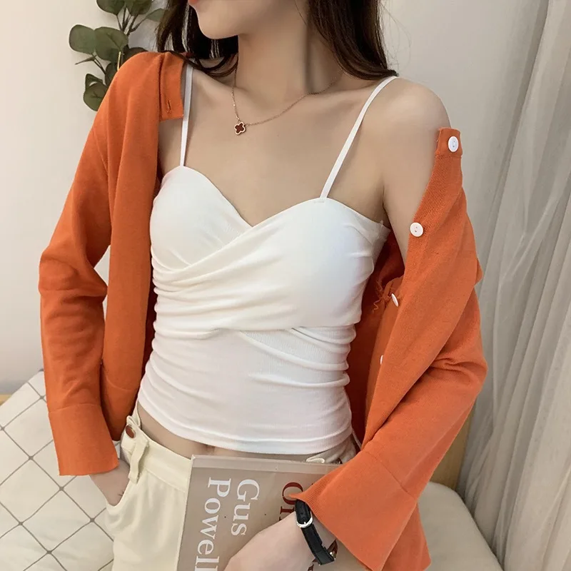 Женская хлопковая майка с низкой талией