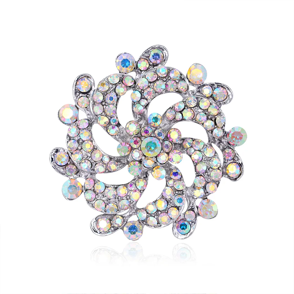 

TULX Luxury Bouquet AB Crystal Rhinestone Flower Brooch Pins Dress Clip Jewelry Women Wedding Party Coat Accessories