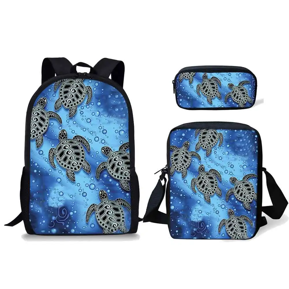 Ethnic Turtle Pattern 3Pcs/Set School Bag 2022 New Style Notebook Backpack Gift for Boys Daily Mochilas Escolares Free Shipping