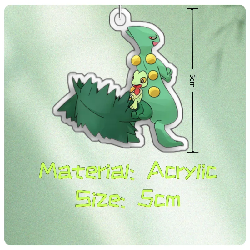 Фото Брелок для ключей с персонажами Покемон: Гроути, Блазикен, Свамперт, Тортерра, Инфернэйп. Акриловая подвеска для рюкзака, украшение, коллекционный подарок для фанатов. №2