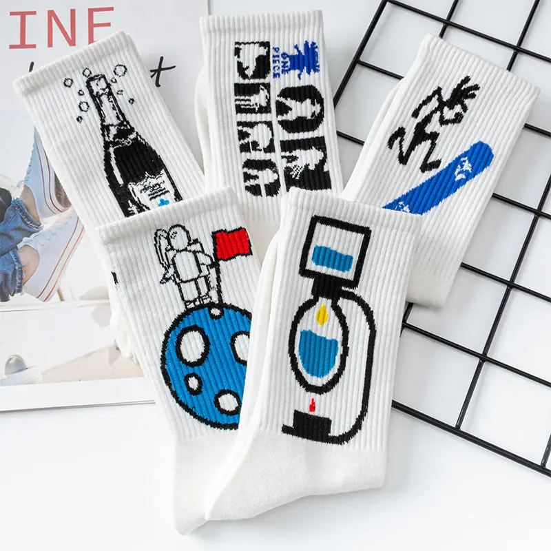 Носки мужские в стиле Харадзюку модные креативные с принтом уличная одежда