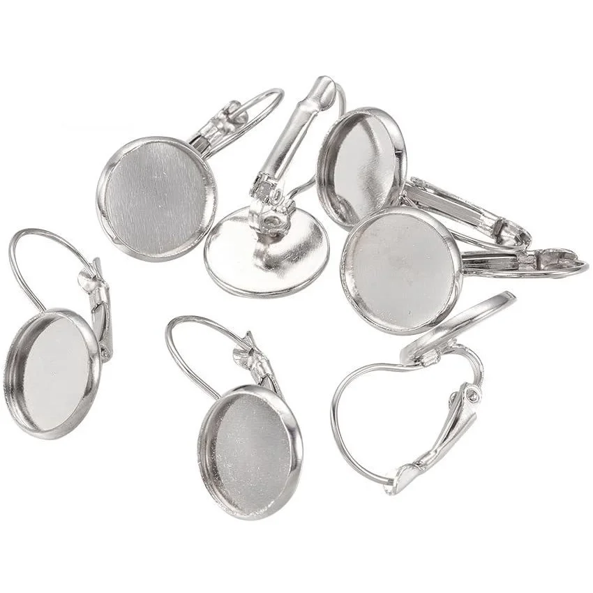 

200 Pcs Brass Lever Back Hoop Earring Components Platinum Color Size: About 14mm Wide 25mm Long 12mm Inner Diameter