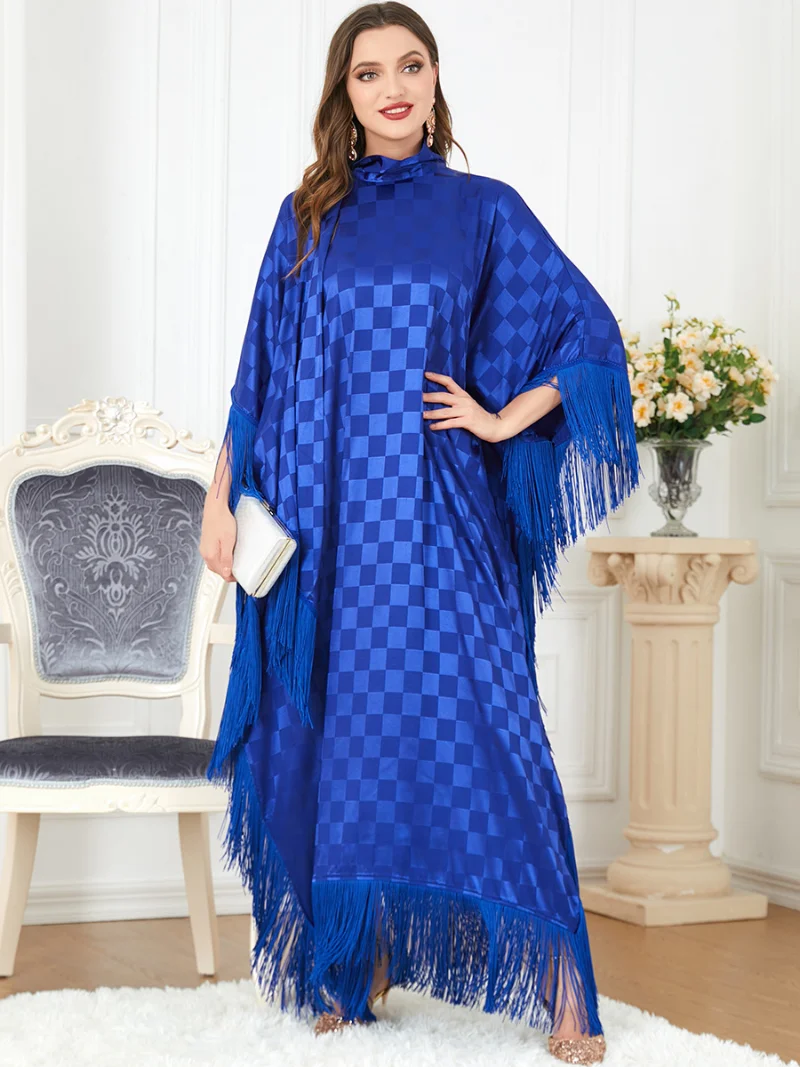 Eid Muslim Party Dress Abayas for Women Dubai Tassel Bat Sleeve Long Dresses Morocco Kaftan Women's Ramadan Caftan Robe 2023