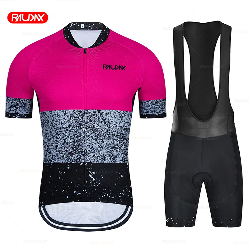

RAUDAX 2022 New Short Sleeve Cycling Jersey Team Clothing Bike Bib Shorts Men Set Ropa Ciclismo Summer Quick-Dry Bib 19D Gel