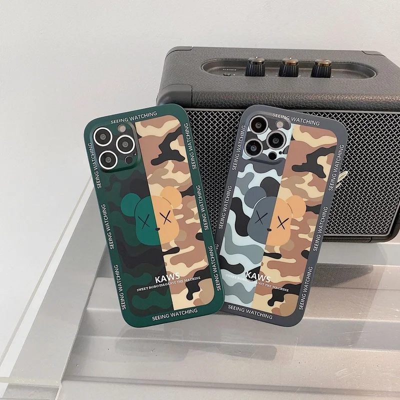 

Camouflage Mosaic Tide Bear Phone Case Cover for IPhone 7 8 Plus 11 12 13 Pro X XR XS Max Shockproof Case for IPhone 13 Cases