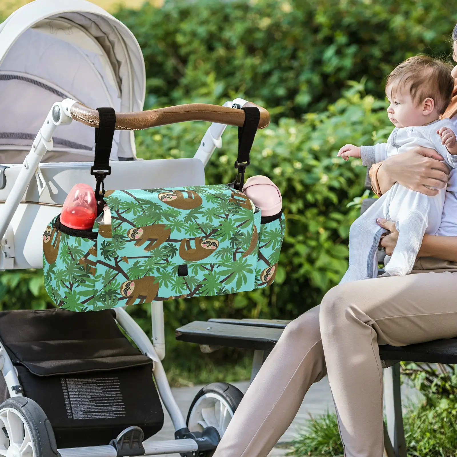 

Universal Buggy Baby Pram Organizer Bottle Holder Otter Print Baby Stroller Accessory Stroller Caddy Storage Bag Mummy Bag