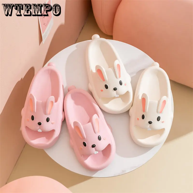 WTEMPO Women's Cute Rabbit Slippers Summer Animal Shower Flip Flops Indoor Sweet Pink Slides Ladies Shoes Wholesale Dropshipping
