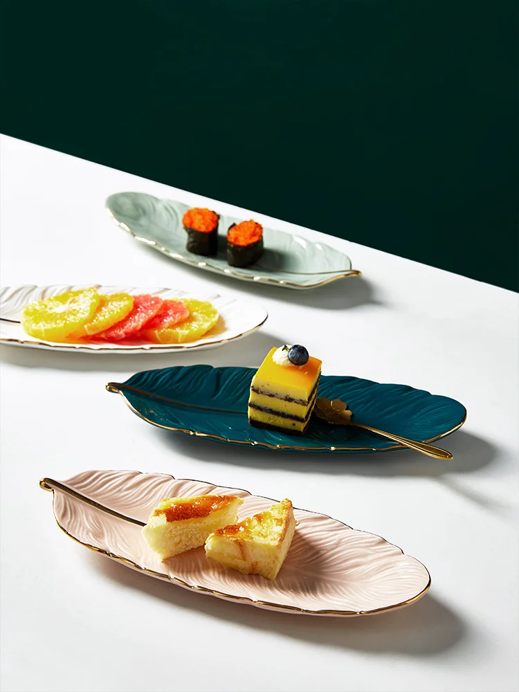 

Fruit Plate Art Light Luxury Ceramic Tableware Dim Sum Dish High Sense Creative Small Exquisite Tray Dessert Plate