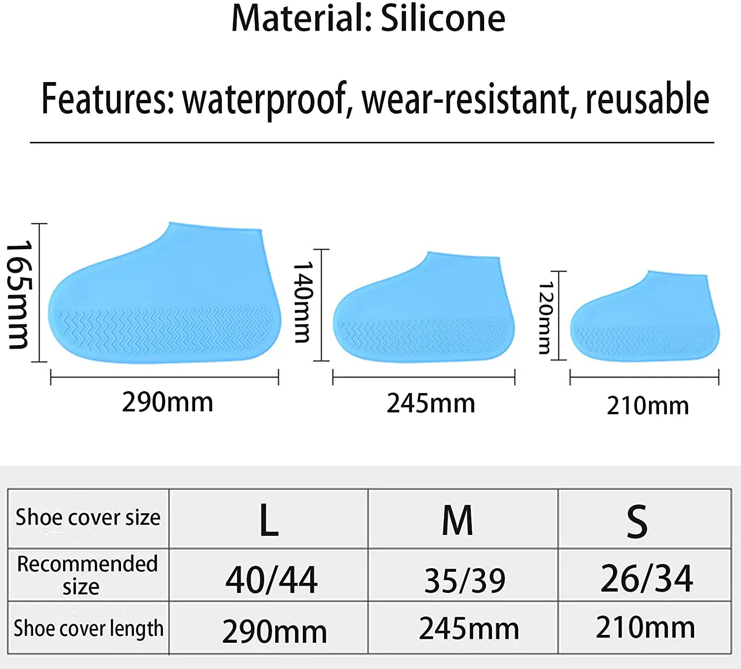 2022New Rain Boots Waterproof Shoe Cover Silicone Unisex Outdoor Waterproof Non-Slip Non-slip Wear-Resistant Reusable Shoe Cover images - 6