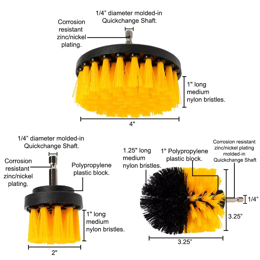 Brush Attachment Set Power Scrubber Cleaning Tool Kit for Car Body Door Wheel Windshield