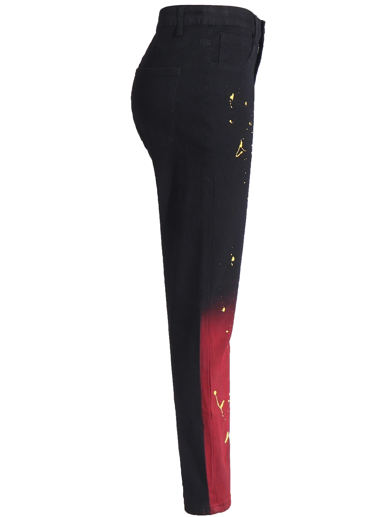 New Men's Jeans Hip Hop Jeans Men's Casual Fashion Stretch Pencil Pants Four Seasons Black Printing Travel Denim Straight Pants