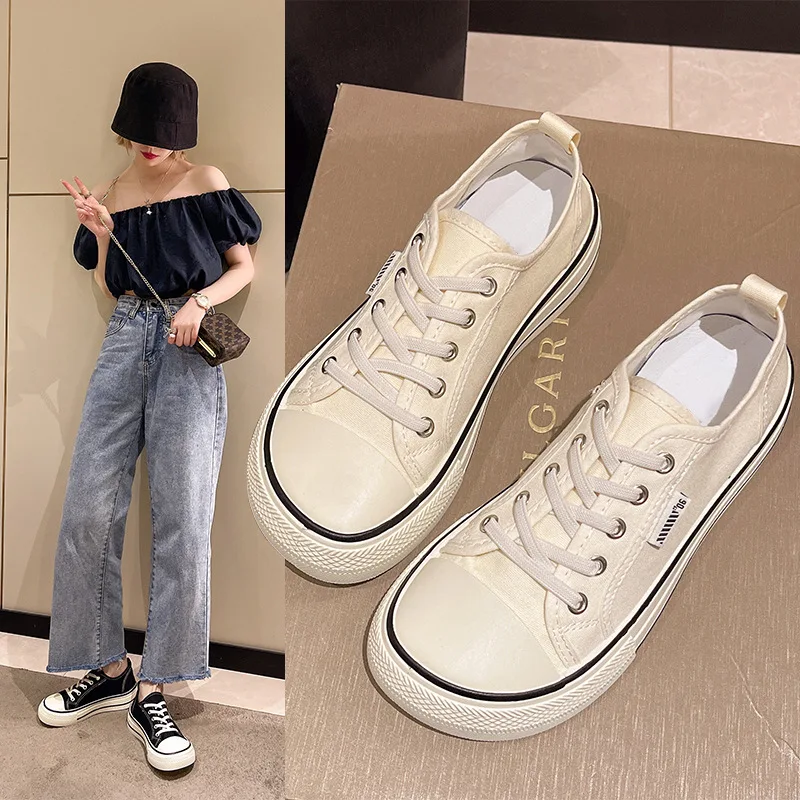 

Women Casual Shoes New Canvas Shoes Woman Sneakers Korean Fashion Sport Shoes for Women Solid Color White Vulcanized Shoes