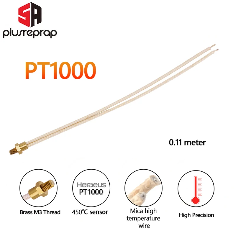 

Датчик температуры PT1000 M3 с винтом для Creality Ender 3 V6 Volcano Voron 2,0, обновление, высокая температура 450 ℃ Датчик