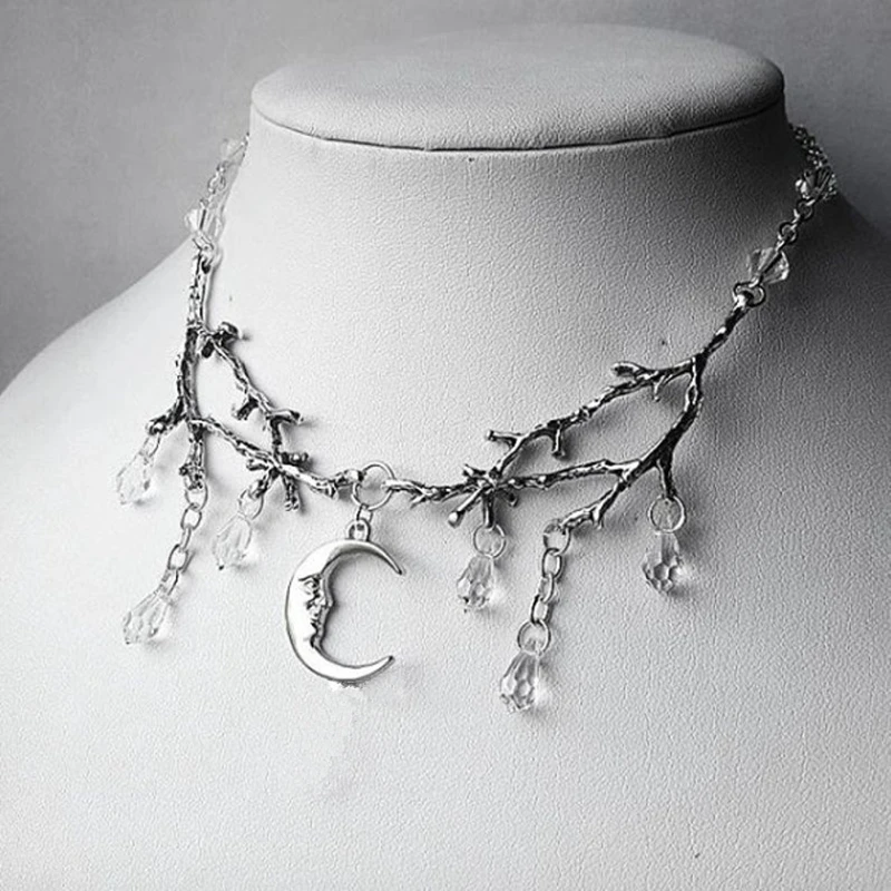 Хрустальное ожерелье в виде ветви дерева подвеска капель Луны стиле леса