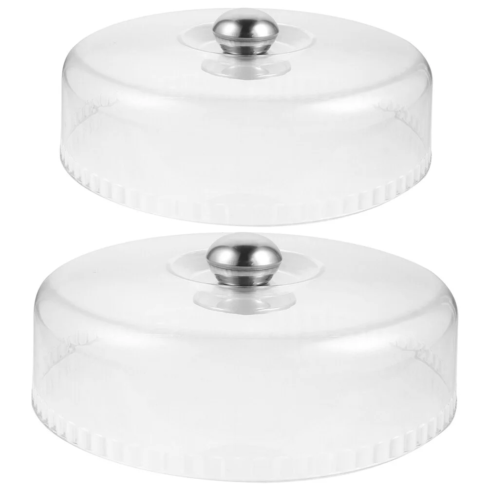 

2 Pcs Protective Cover Household Cake Clear Dome Food Covers Indoor Dessert Display Dust Tray