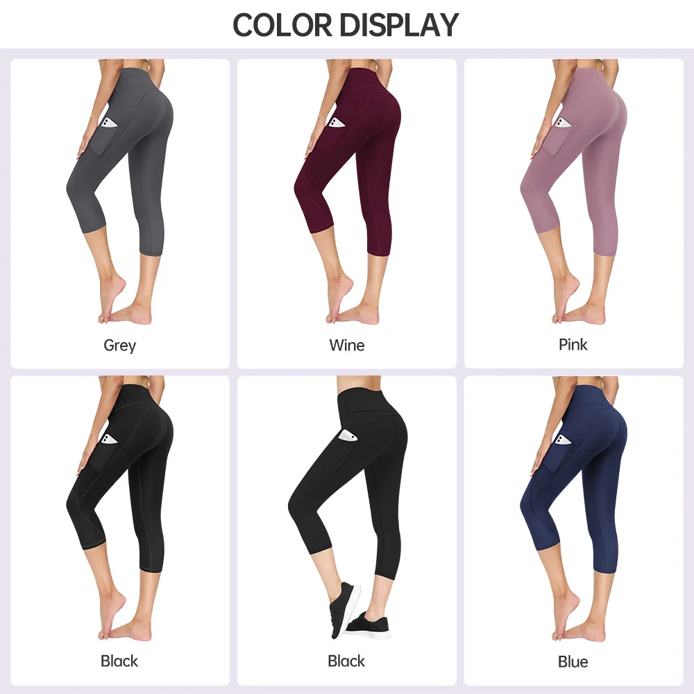 ZRSE Capri Leggings Women Push Up Calf Length Yoga Pants Gym Running Fitness Sports Woman Tights Girls Active Wear Trousers