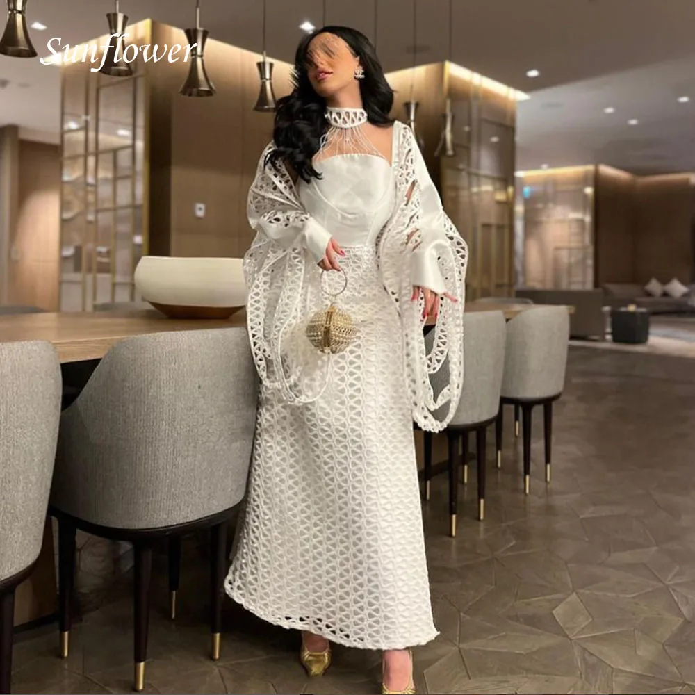 

Sunflower Elegant White Strapless Full Sleeve A-Line Long Evening Dress 2023 Slim High-end Custom Fashion Cut-out Luxury Gown